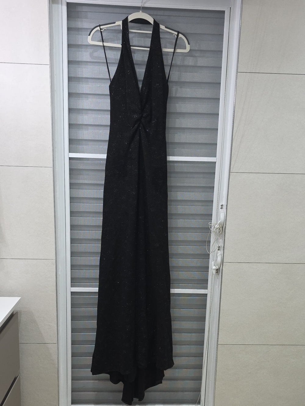 White House Black Market Vintage Black Sparkle Halter Maxi